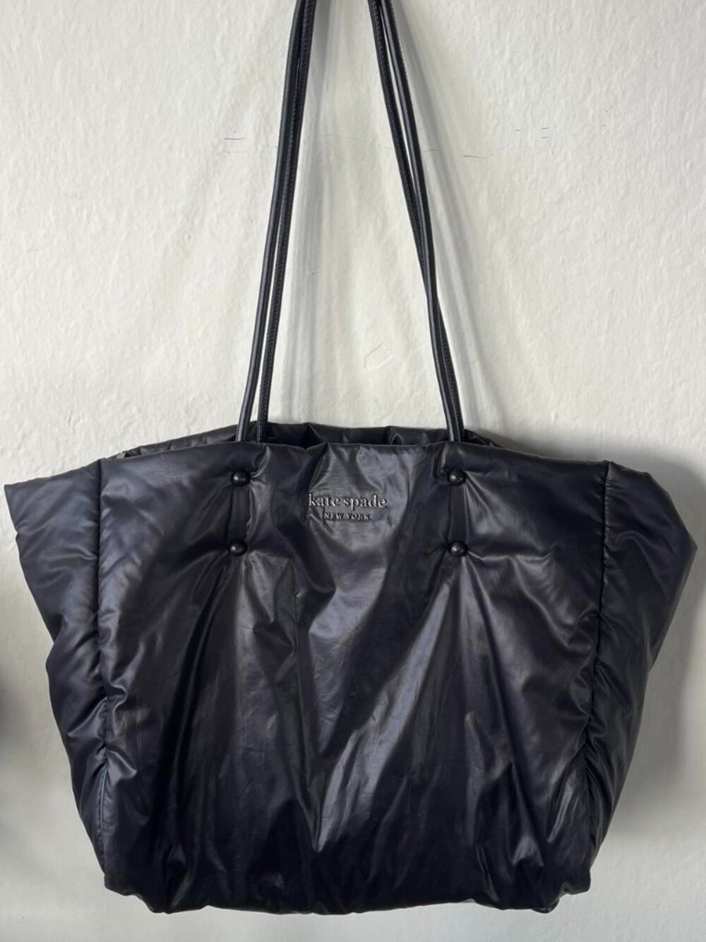 Kate Spade New York Puffer Tote Bag Black Nylon Large